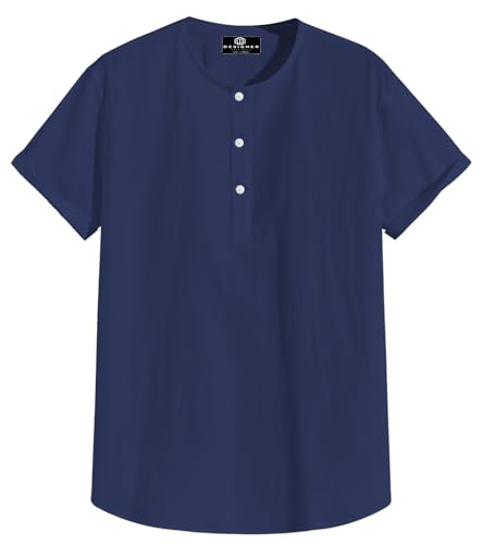 Image of Men's White Cotton Half Sleeve Kurta with Mandarin Collar, Urban Style for Summer Wear Kurta-24