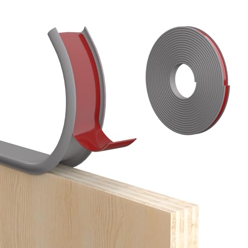 U-Shape Edge Banding, 0.6 inch x 20ft Edge TPE Self Adhesive Veneer Edging Trim Flexible Edge Protector, Strip for Countertop Cabinets Table Restoration Shelves, Grey