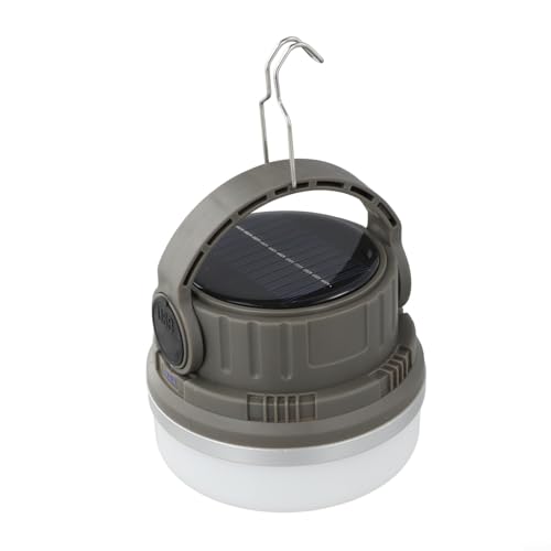 Niceminiwall Lanterne solaire LED portable pour l'extérieur – Rechargeable par USB et lanterne solaire de camping, 4 niveaux de luminosité, design compact en ABS pour randonnée (argenté)
