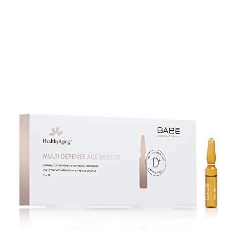 Laboratorios Babé – Multi Defense Ampollas Age Rescue 7x2ml | HealthyAging+ | Regenerador y Revitalizante | Piel Tersa e Hidratada |Ampollas Para las Arrugas | Vitamina A, B3, B5, C, E |Pro-Vitamina D