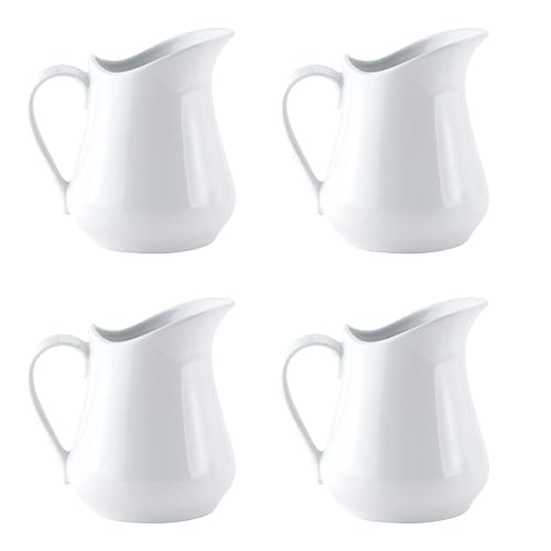 WestCH 4 Stück Weiße Milchkännchen Porzellan 80ml Mini-Kännchen...