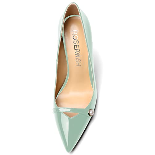 ROSERWISH Womens Night Club Slip On Sexy Pointed Toe Party Patent Stiletto High Heel Pumps Dress Shoes 4 Inch3