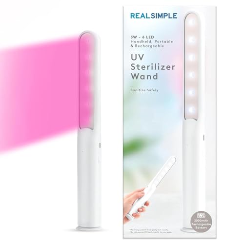 REAL SIMPLE RS UV Light Sanitizer Wand - Portable UVC Disinfection Device for Home, Travel, Hotel,
