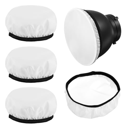 4 Stück Licht Diffusor Socke Weiß 7' 18cm Licht Diffusor Reflektor Lichtdiffusor erweicht die Lichtleistung für Studio Strobe Fotografie Reflektor...