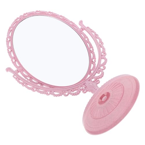 Homoyoyo Espejo de Maquillaje Ovalado de Doble Cara con Base Antideslizante Espejo de Tocador Vintage para Escritorio de Dormitorio y Vestidor Reflector Preciso con Aumento para de Belleza
