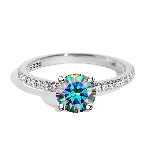 Bague en moissanite pour femme, alliance argent 925 imitation diamant mariage 1ct D VVS1