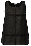 Rundhalsausschnitt Ulla Popken Damen große Größen Übergrößen Plus Size Blusentop, Leinenmix, Stepp-Karo, Rundhals, ärmellos schwarz 54+ 829548100-54+
