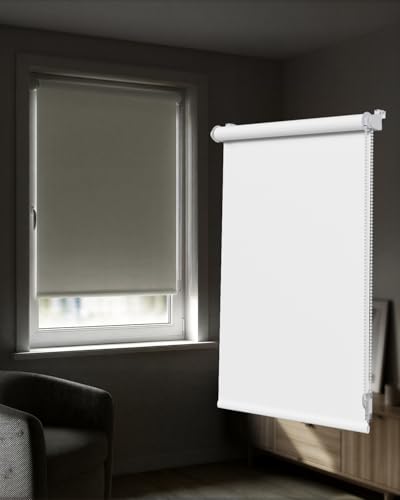 Victoria M. Tenebra Verdunkelungsrollo Klemmfix Rollo Fensterrollo, Sichtschutz, Verdunkelnd, Ohne Bohren inkl. Montagematerial, 140 x 160 cm, Weiß