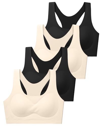 Training Girls Bras for Teens 10-16 Racerback Seamless Design with Removable Soft Padding Bras