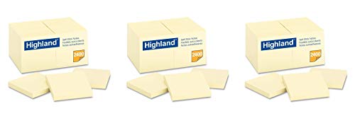 Highland Notes, 3 x 3-Inches, Yellow, 72-Pads, 3 Pack