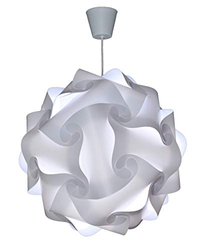 CREATIV LAMP - Suspension Luminaire - Lustre Chambre Prêt à Être Branché | Abat-Jour à Suspendre au Plafond| | Pour Décoration Salon, Chambre Enfants, Ado, Adultes - Ø34 cm - Blanc