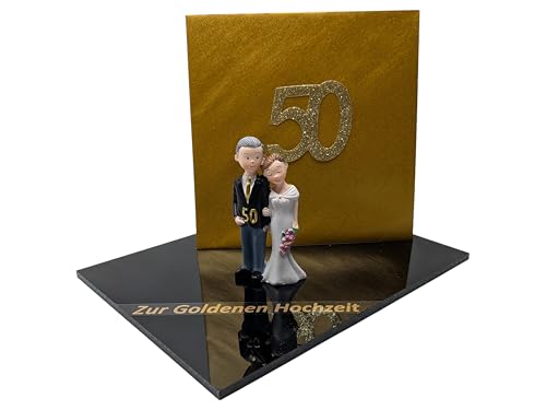 DIY Geschenk zur Goldenen Hochzeit &ndash; Personalisierbares Acryl-Geldgeschenk zum Selbst Basteln inkl. Karte &ndash; Kreative Idee zum Verpacken eines Geldgeschenks (Goldene Hochzeit 08)