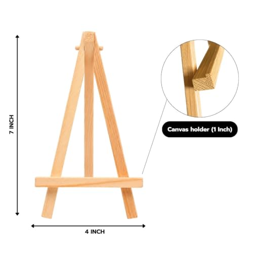Image of Grandink 7 Inch Mini Wood Display Easel 9mm (Set of 10) | Natural wood A Frame easel stands for mini canvases, business cards, photos, signs, and tabletop displays.