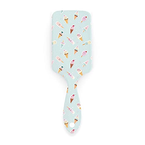 Blue Women's Wet Brush Detangler Cute Ice Cream Anti Static Air Cushion Hairbrush Paddle Comb for Kids Girls Men Detangling Curly Straight Long or Short Hair