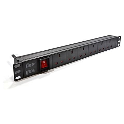 Dynamode 6 Way PDU Extension Lead- 13A Multi Plug Switched Power Distribution Unit (PDU) Rack Mount Charging Station with 3 M Cord Cable for Home Office 19 Inch PDU Server Cabinet, UK Socket Type Cover