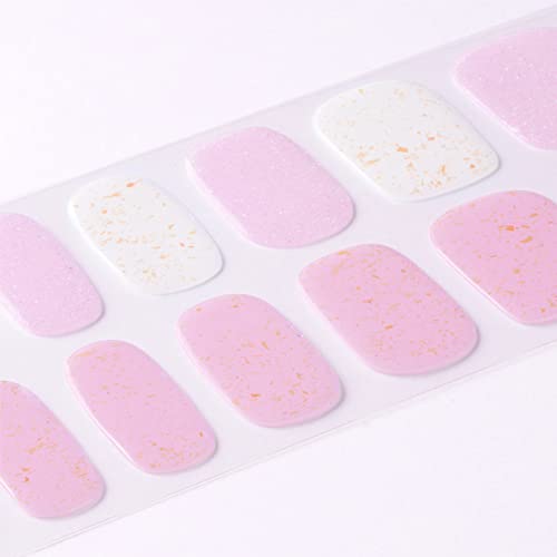 Danni & Toni Semi Cured Gel Nail Strips (Fantasy) Pink Gel Nail Wraps Shimmering Nail Stickers 28 Stickers #TOP3