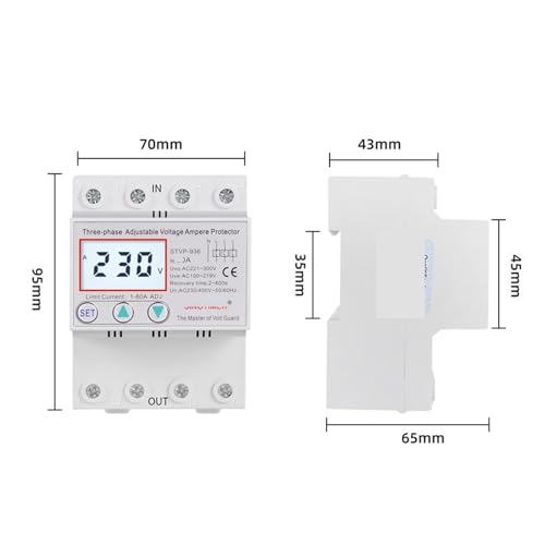 Surveillance des surtensions triphasé 380V rail DIN avec relais de tension 80A - 2