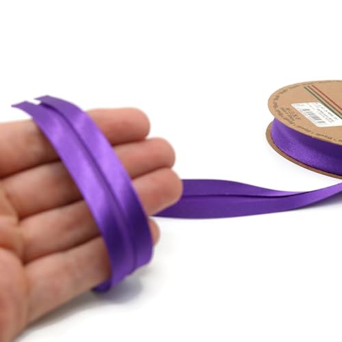 Image of Fold Satin Bias Tape - 99+ Colors - 3 /4 Inches Wide - 27 Yards - Fold Satin Binding Bias Ribbon Fabric Piping Bias Binding Tape for Sewing Clothing DIY (32. Purple) BYS32