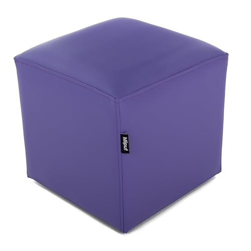 MiPuf Puff Cube original tamanho 40 x 40 x 40, pele sintética, cor violeta