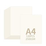 YKUKIZEE 120 Sheets A4 Ivory Card 250 GSM, Cream Card Paper, A4 Coloured Craft Cardstock for Arts Craft Invitation Drawing Printing Copying