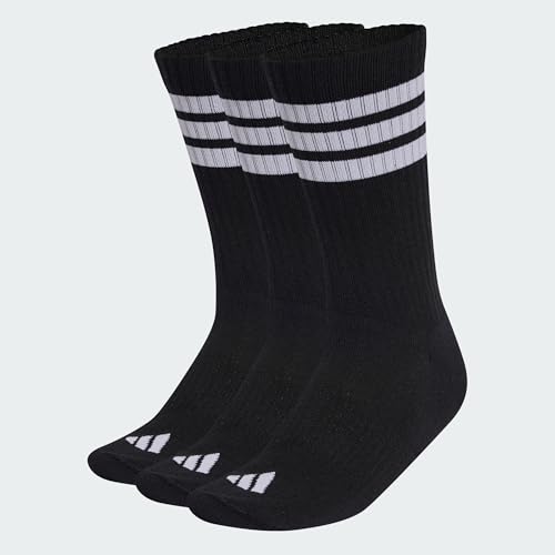 adidas Mixte 3STRIPES CUSHIONED SPORTSWEAR CREW SOCKS 3 PAIR PACK, black/white/white, 40-42