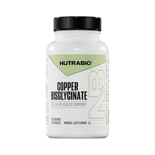 NutraBio Chelated Copper Bisglycinate Supplement (3mg) Immune Support - Copper Supplement- 90 Capsules