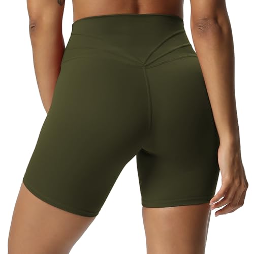 Image of Aoxjox Trinity Workout Biker Shorts for Women Tummy Control High Waisted Exercise Athletic Gym Running Yoga Shorts 6 inch