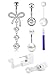 QWALIT Silver Belly Piercing Kit Belly Button Piercing Kit Self Disposable Bellybutton Piercings Kits Navel Piercings Gun with Surgical Steel Hypoallergenic Dangle Navel Rings at Home