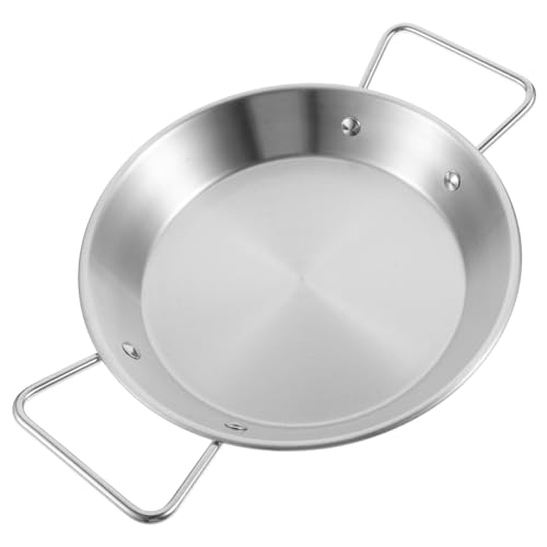 PRETYZOOM Stainless Steel Seafood Plate Non-Stick Pan for Camping Double Handles Snack Plate