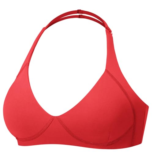 Image of YEOREO Women Halter Sports Bra Light Support V Neck Padded Strappy Open Back Workout Gym Tops