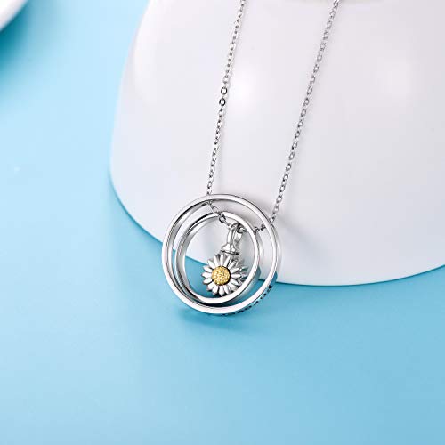 JUSTKIDSTOY Cremation Jewelry 925 Sterling Silver Sunflower/Rose/Paw Urn Necklace for Ashes Memorial Keepsake Gifts for Women3