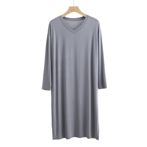 Long Sleeve Sleepwear for Mens Soft Cotton Nightshirts Sleepshirt Nightgown Pajama V Neck Long Sleepwear Nightwear2