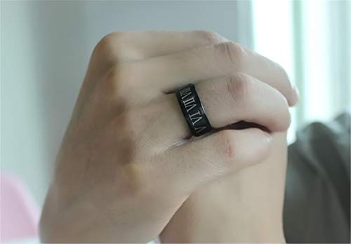 Image of PAURO Roman Numerals Wedding Band | Unisex Stainless Steel Jewelry, 8MM Classic Roman Numerals Couple Ring
