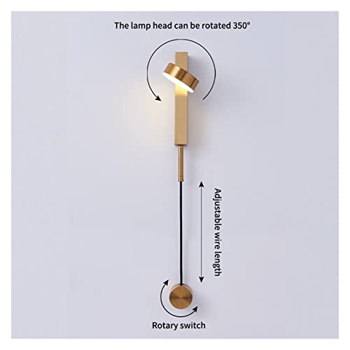 Applique murale LED rotative dorée pour un éclairage de lit orientable