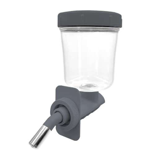 KindTail Pawdle - No-Drip Dog Crate Water Bottle - Top-Fill Pet Water Dispenser - BPA Free with Stainless Steel Nozzle - Easy-to-Use with Most Crates & Playpens - 7 x 6 x 4 in - 16oz Capacity - Grey