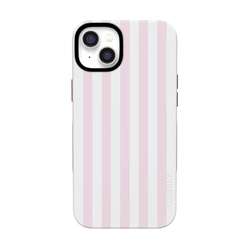 Casely iPhone 14 Plus Case | Pink Stripes | Sunday Best | Bold Protective Design | Compatible with MagSafe