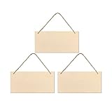 JANOU 3pcs Unfinished Wood Sign Blank Rectangle Hanging Wooden Plaque DIY Craft Project Wood Sign with Rope Door Wall Art Decorative, 3.94x7.87 Inch