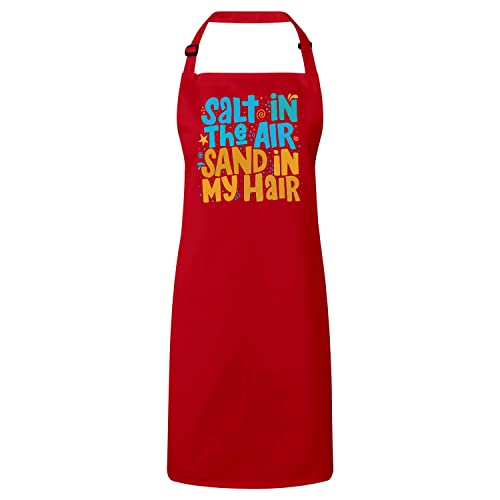 Tablier cuisine rouge évocation mer et plage souvenirs d'été