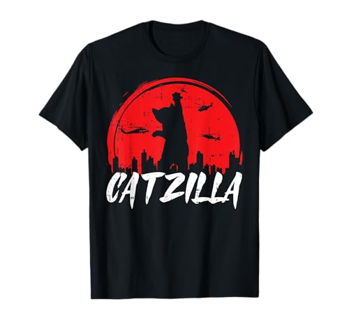 Catzilla Chat Noir Chaton Humour Drôle Blague Animal Cadeau T-Shirt