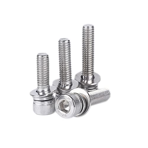 Boulon hexagonal M10 x 25 en acier inoxydable 304 avec rondelle et vis à six pans creux