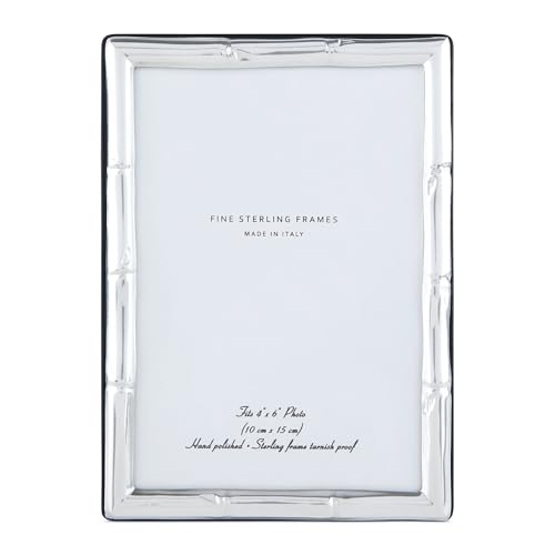 Sterling Silver Picture Frames - Handmade in Italy Tarnish-free 4x6 picture frame with Dual Easel for Portrait & Landscape Display Elegant wedding photo frames & Gift for Any Occasion