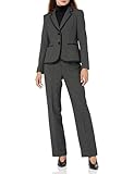 Le Suit Women's Mini Houndstooth 2 Button Jacket/Pant Suit, Smoke Multi/Smoke Multi
