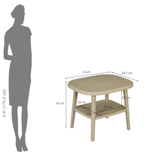 Image of Nilkamal Arena Plastic Side Table with Storage Shelf | End Table | Corner Table | for Home, Living Room, Office, Balconies, Patios | Luxury Beige