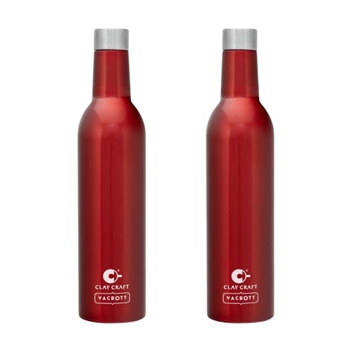 Image of Clay Craft Vacbott IVY Wine Double Walled|18 Hours Hot and 24 Hours|Cold Vacuum Insulated Flask Bottle|2 Piece, 760 ml Steel Bottles for Travelling|BPA-Free|BIS Certified|1Year Limited Warranty