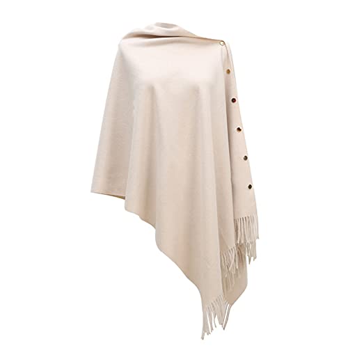 Poncho de punto Dawwoti con botones laterales para mujer capa abrigada versátil