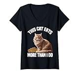 Femme Chat Maine Coon : ce chat mange plus que moi T-Shirt avec Col en V