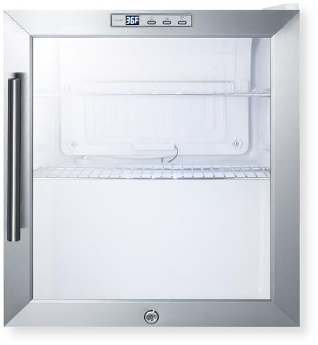 Summit Appliance SCR215L 17-Inch Wide Compact Beverage Center, White; Commercially Approved; Double Pane Tempered Glass Goor