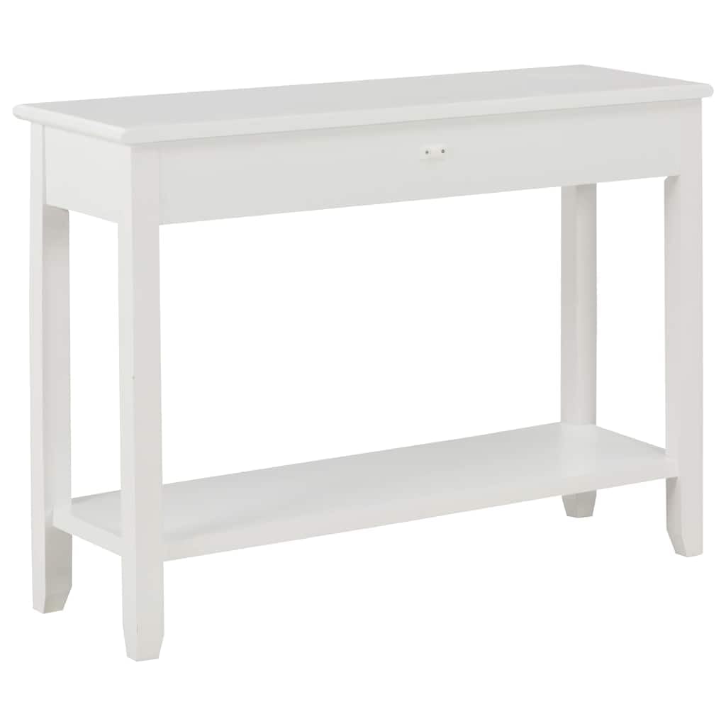 Consola de madera blanca de 110 x 35 x 80 cm con 2 cajones y estante para salón, pasillo, dormitorio, mesa auxiliar, mesa auxiliar, sofá, mandos a distancia, espacio de almacenamiento