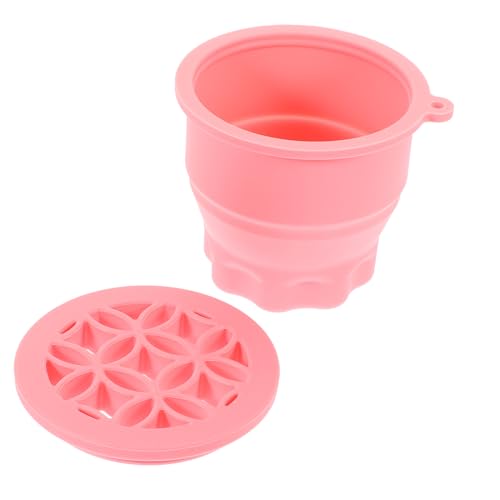 ADOCARN Rejilla De Secado De Taza Retráctil De Silicona Cáscara Pro Tapa Spray Limpiador De Brochas De Maquillaje Dispensador De Agua Brillo De Labios Resaltador Esponja Gel De Sílice Rosa