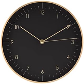 LUUK LIFESTYLE Wall clock with silent movement, minimalist Scandinavian design, quartz, kitchen, living room, bedroom, clock, Scandinavian style deco element, Scandinavian interior, dark grey